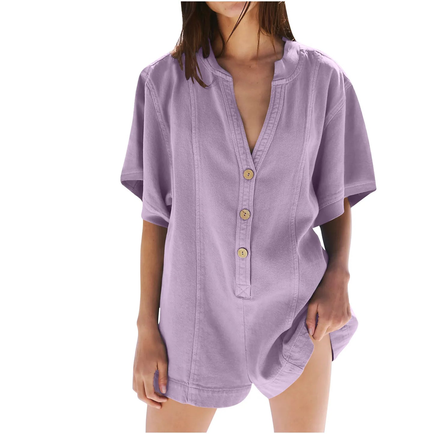 Curvy Women's Short Sleeve Jumpsuit