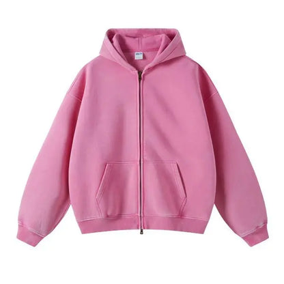 Fashionable Distressed Full Zip Street Hoodie