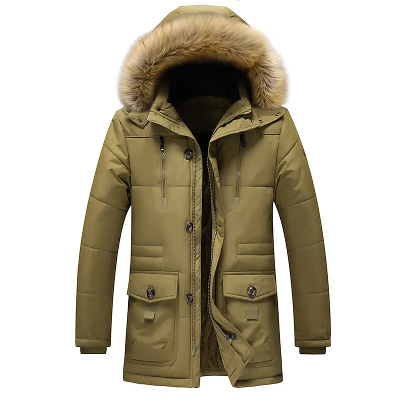 Uomo Parka Invernale Caldo con Cappuccio e Tasche - VogeLuxe