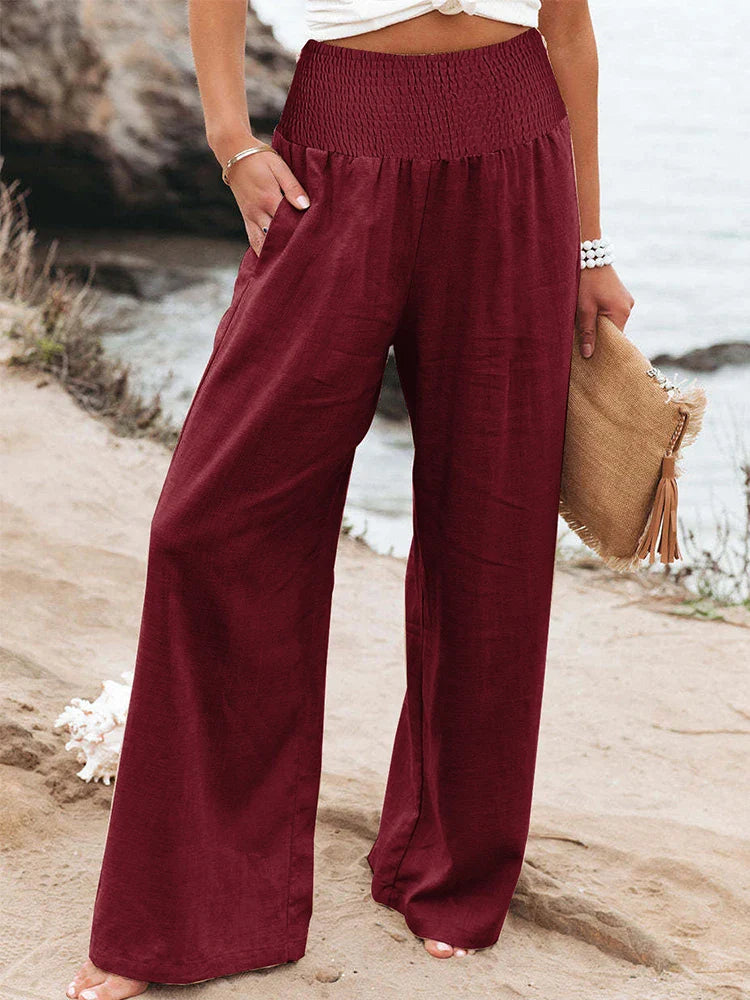Comfortable High Waist Loose Fit Linen Pants