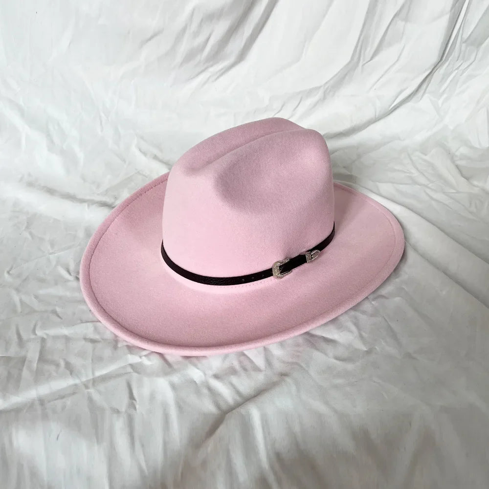 Retro Style Leather Cowboy Hat - Wide Brim Adjustable Fit
