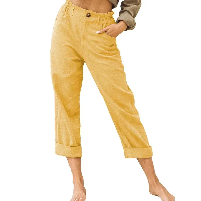 Lightweight Women's Casual Linen Pants with Pockets