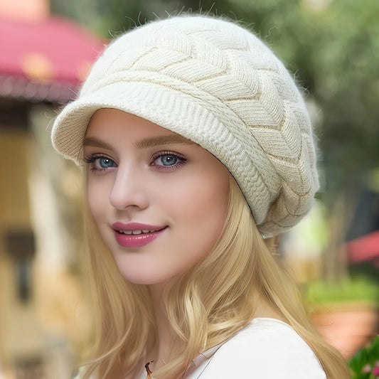 Classic Warm Beanie Hat with Brim - VogeLuxe