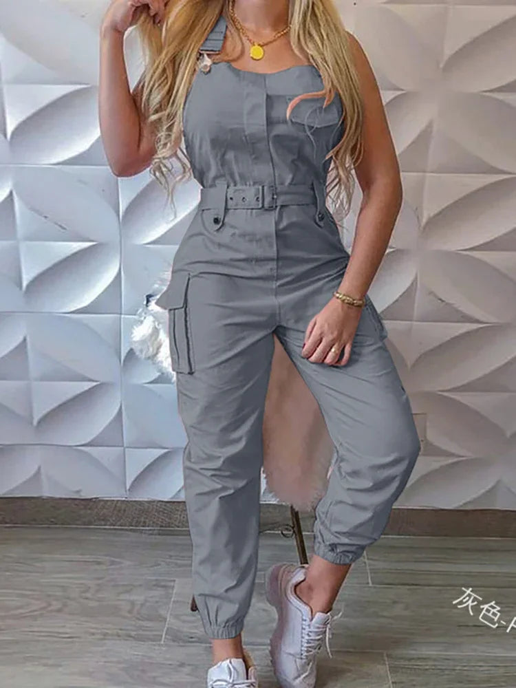 Summer Tank Jumpsuit with Adjustable Waist