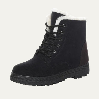 VogeLuxe | Women’s Suede Look Lace Up Ankle Boots with Faux Fur Collar
