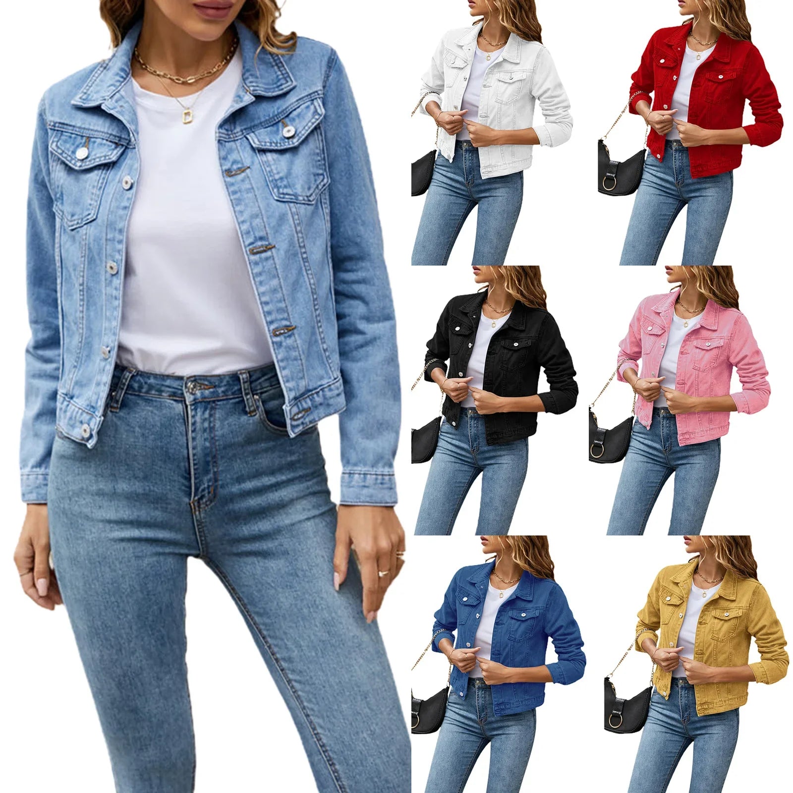 Fitted Short Denim Jacket - VogeLuxe