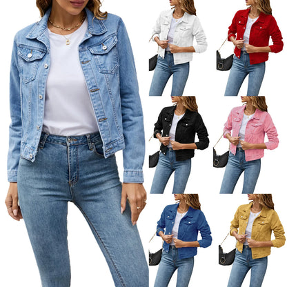 Fitted Short Denim Jacket - VogeLuxe