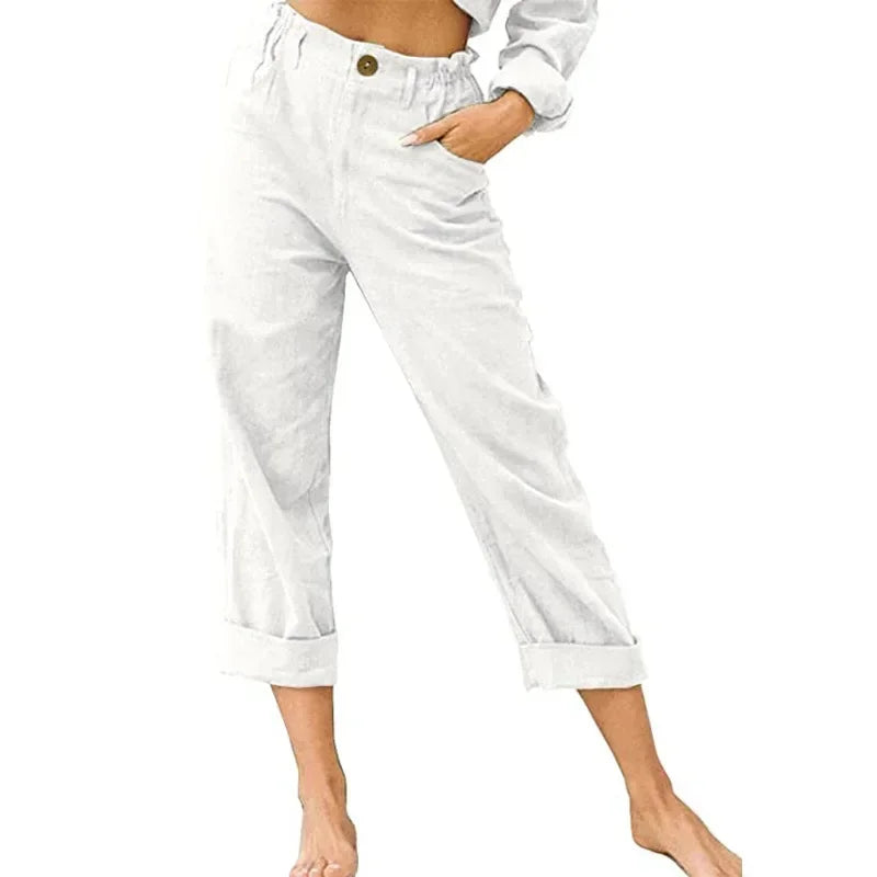 Lightweight Women's Casual Linen Pants with Pockets