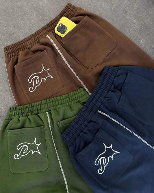 Casual Graphic Embroidered Jogger Pants - VogeLuxe