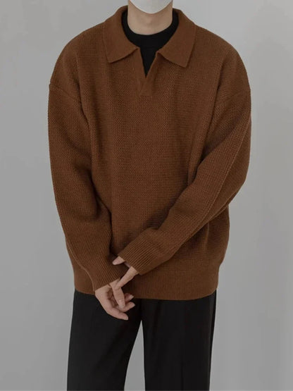 Retro 90s V Neck Crew Neck Men Sweater