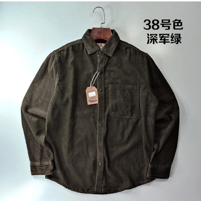 Classic Casual Corduroy Button Down Shirt for Men