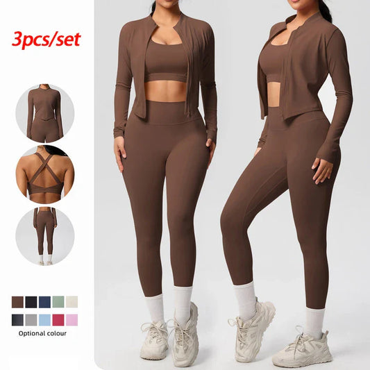Comfortable 3-Piece Fitness Outfit - VogeLuxe