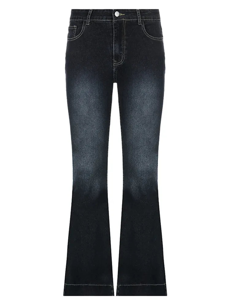 Classic Women's Comfortable Blue Bell Bottom Jeans