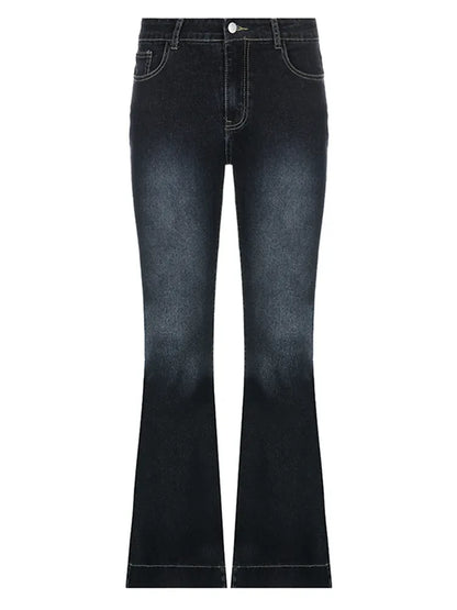 Classic Women's Comfortable Blue Bell Bottom Jeans