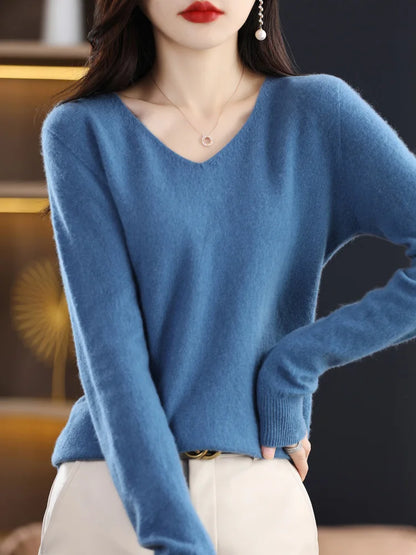 Cozy Australian Merino Wool V-Neck Sweater