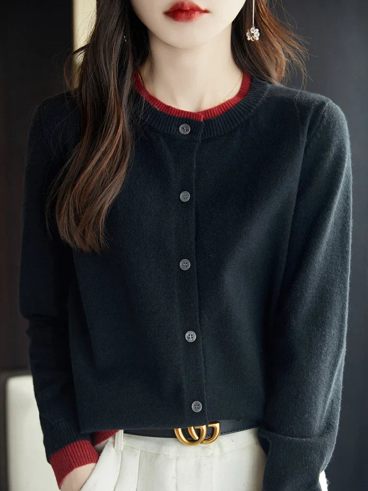 Pastel Color Block Open Front Cardigan Sweater for Women