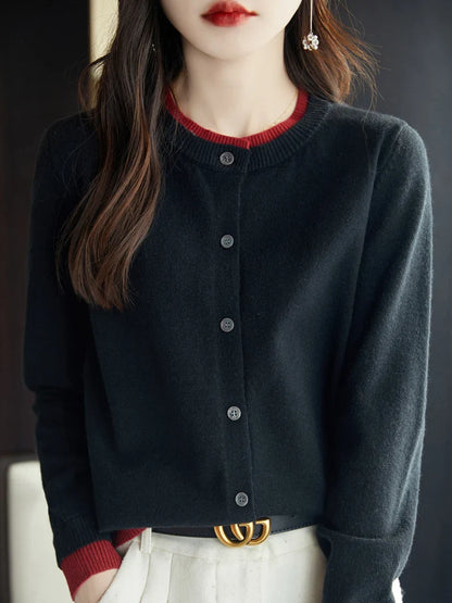 Pastel Color Block Open Front Cardigan Sweater for Women