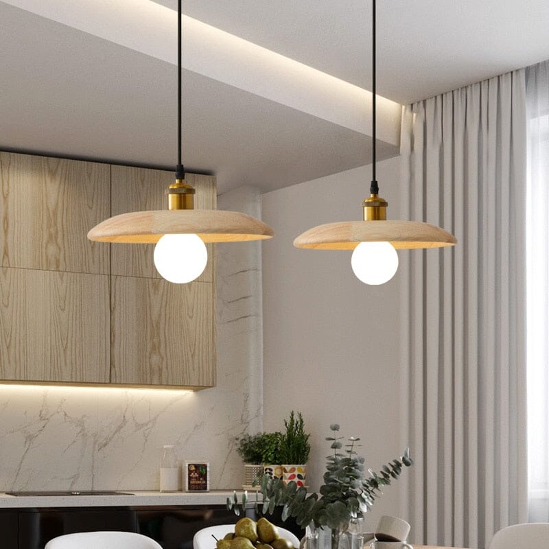 Rustic Wooden Pendant Lamp With Soft Warm Lighting - VogeLuxe