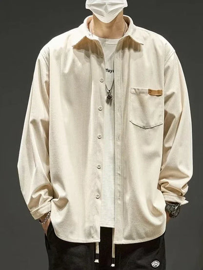 Relaxed Fit Cotton Cargo Shirt Men – Casual Vintage Overshirt