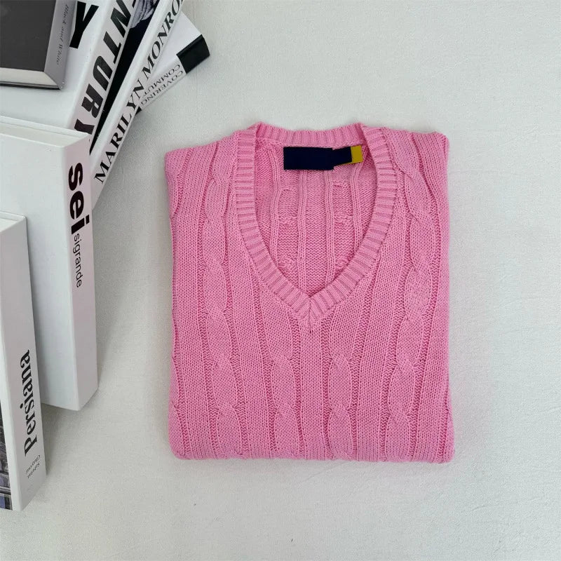 Relaxed Fit Casual V-Neck Jumper Sweater