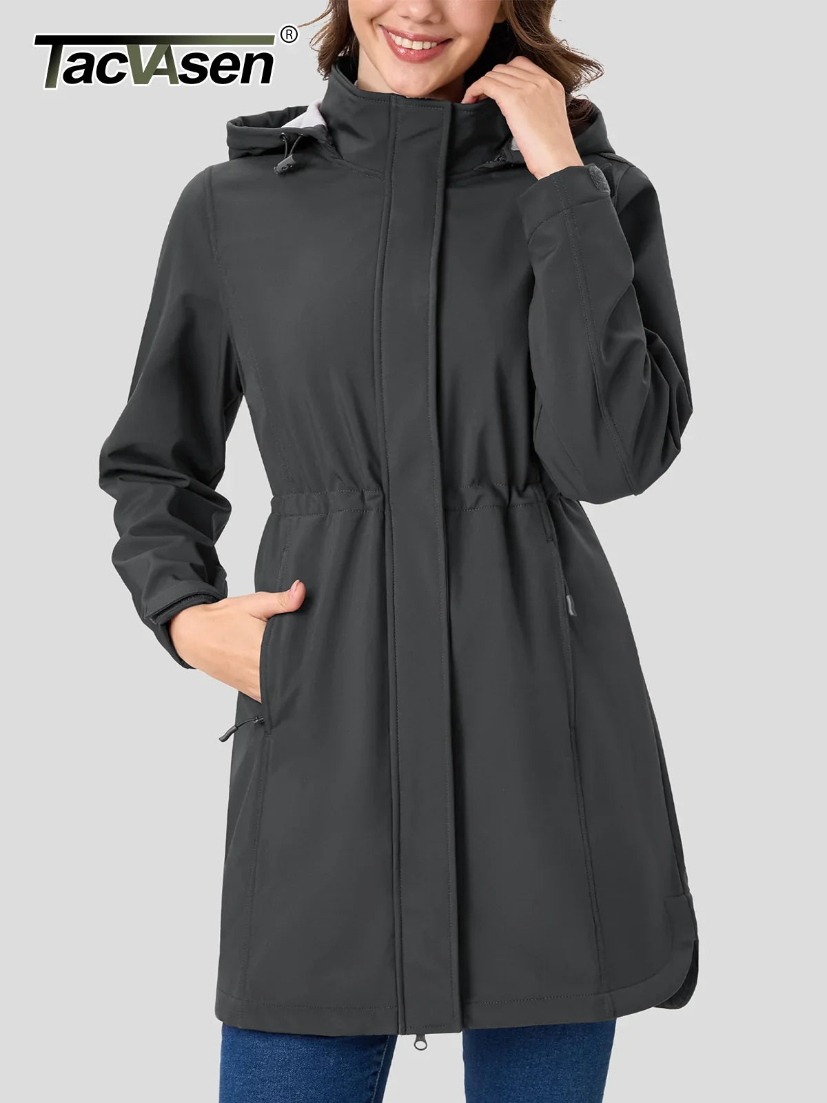 Waterproof Breathable Ladies Long Parka Jacket