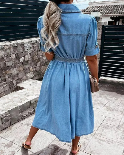 Classic Blue Jeans Dress for Women - VogeLuxe
