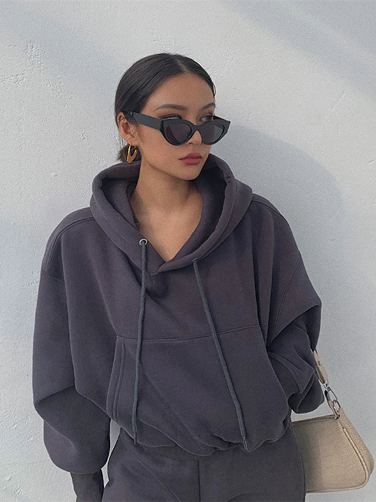 Warm Women's Fleece Hoodie and Jogger Set