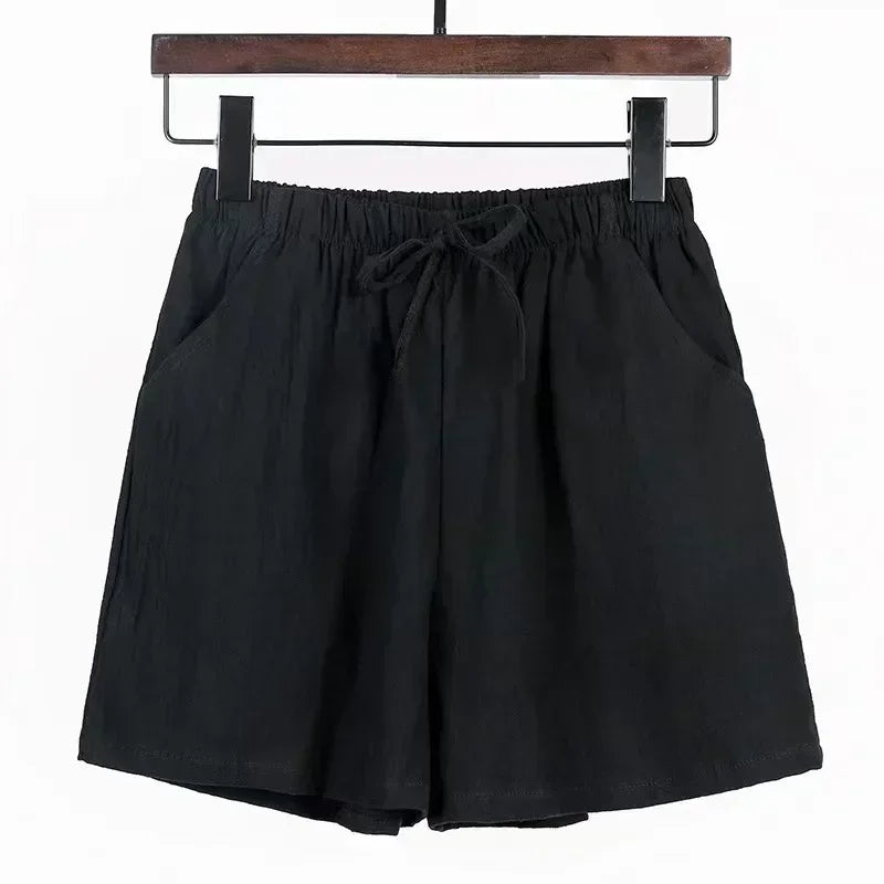 Relaxed Fit Linen Beach Shorts for Women