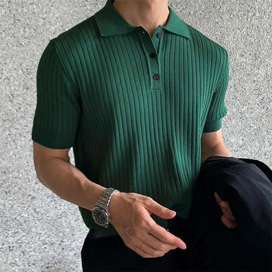 Classic Striped Mens Polo Shirt – Casual Summer Wear - VogeLuxe