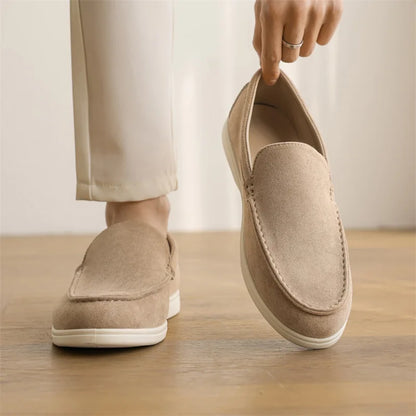 Men's Brown Suede Slip-On Loafers - Comfortable Grip Shoes