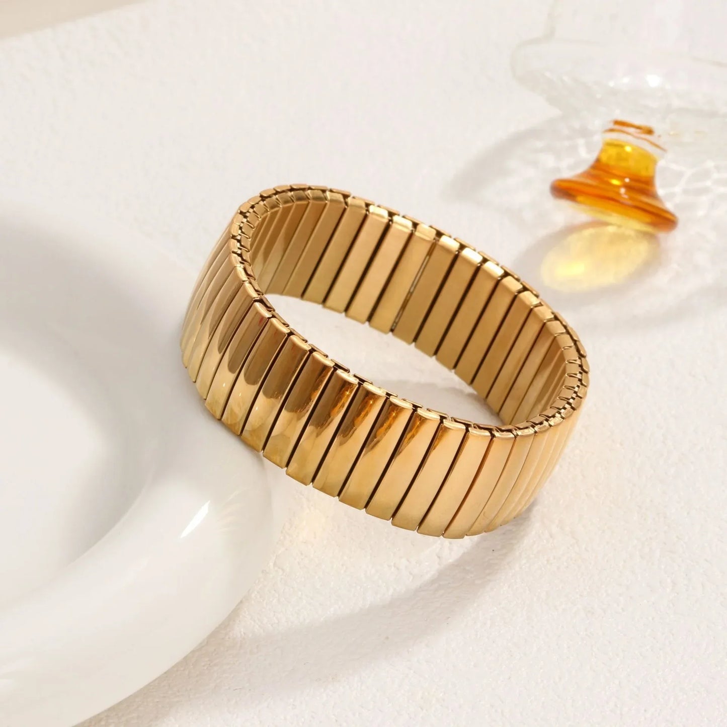 Rose Gold Metal Heart Stretch Bracelet