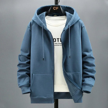 Large Size Men's Zip Up Hooded Sweatshirt