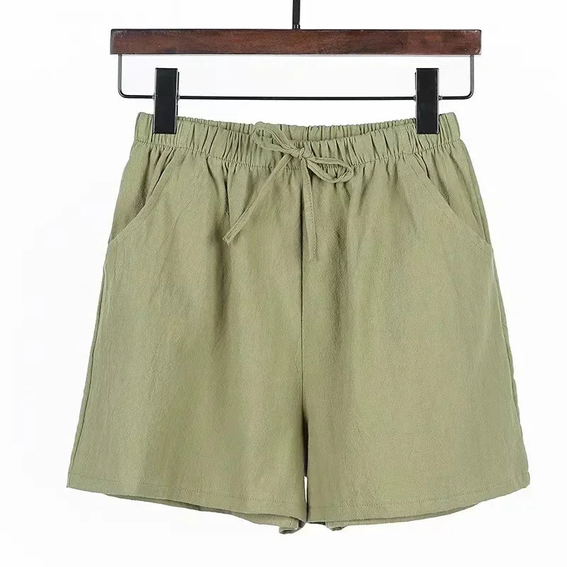 Relaxed Fit Linen Beach Shorts for Women