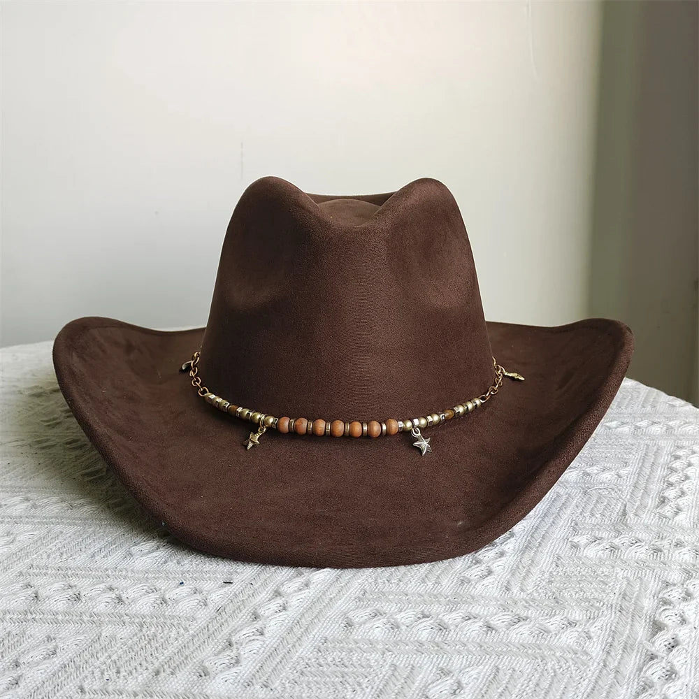 Soft Wide Brim Cowboy Hat Adjustable Size