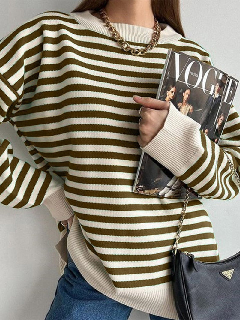 Cozy Women's Large Striped Winter Sweater