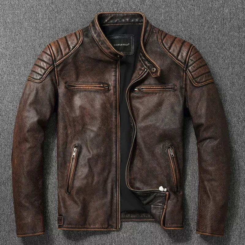 Genuine Leather Fur Trimmed Bomber Jacket - VogeLuxe