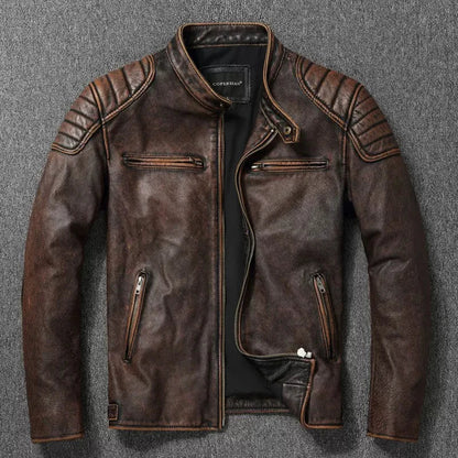 Genuine Leather Fur Trimmed Bomber Jacket - VogeLuxe