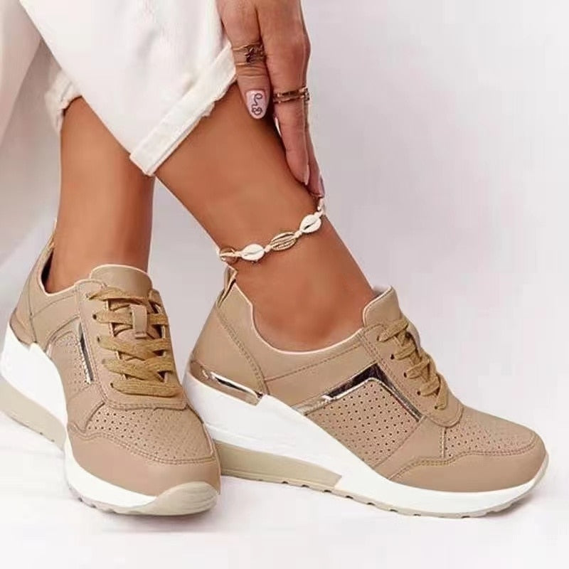 Comfortable Women's Airy Silver Trim Sneakers - BritishElegance