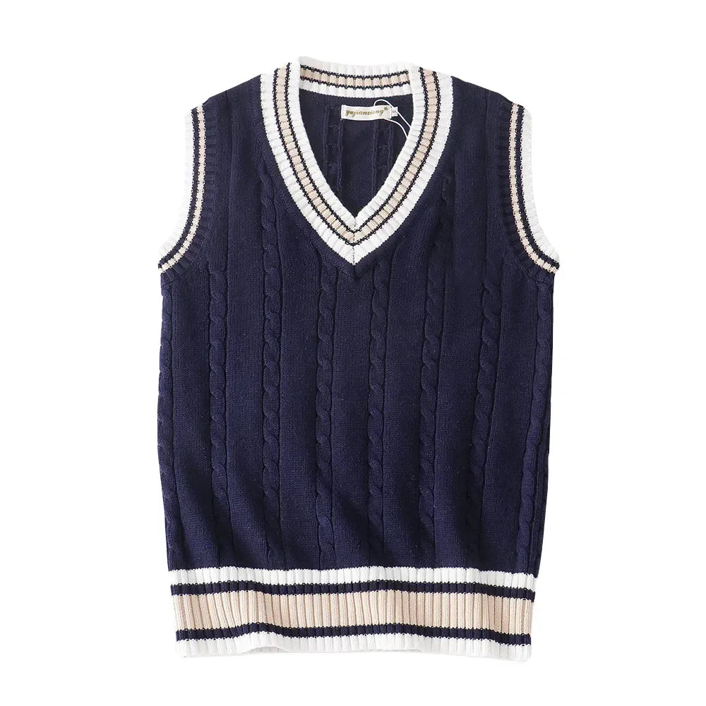 Stylish Knit Vest Sweater – Comfortable V-Neck Top