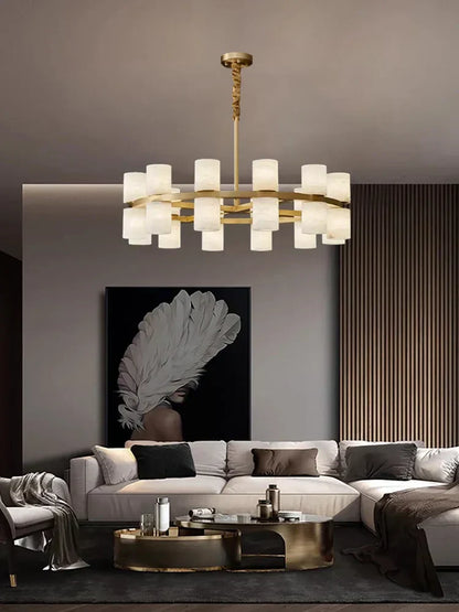 Elegant White Stone Table Lamp - VogeLuxe