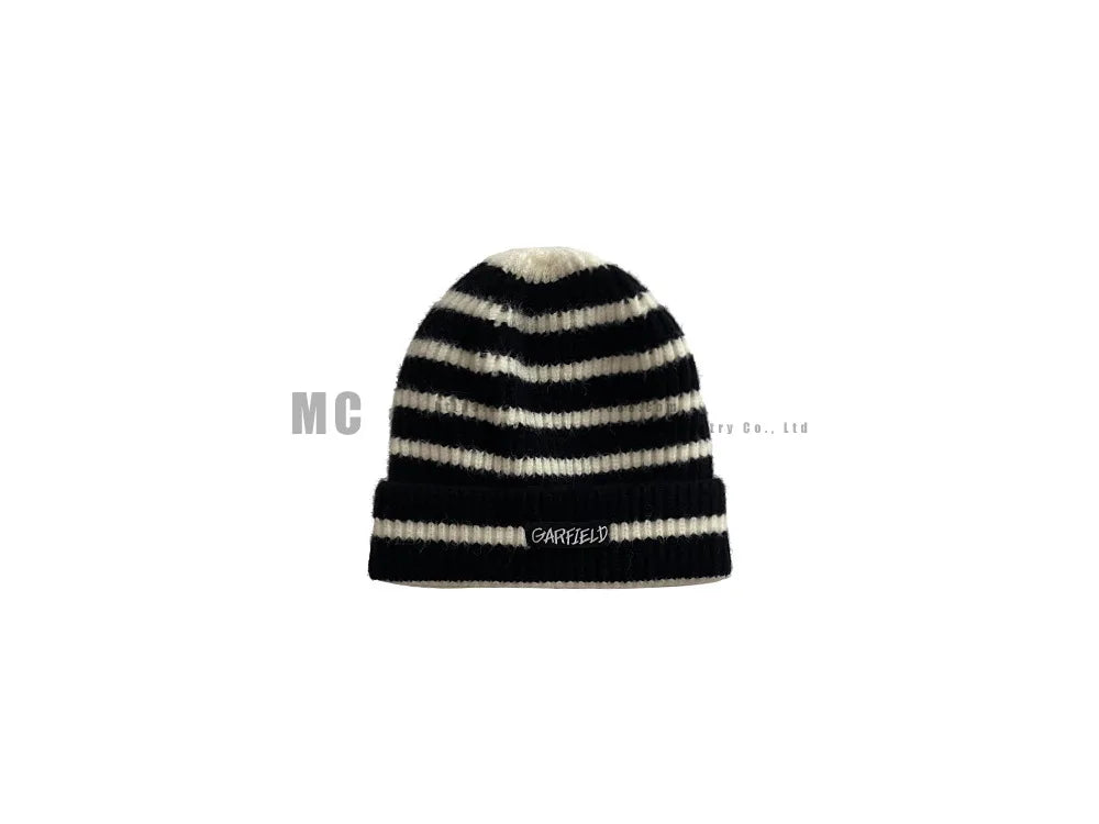 Warm Winter Beanie Hat with Hood and Stripes