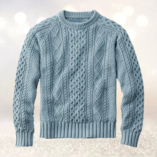 Warm Crew Neck Wool Sweater for Men - VogeLuxe