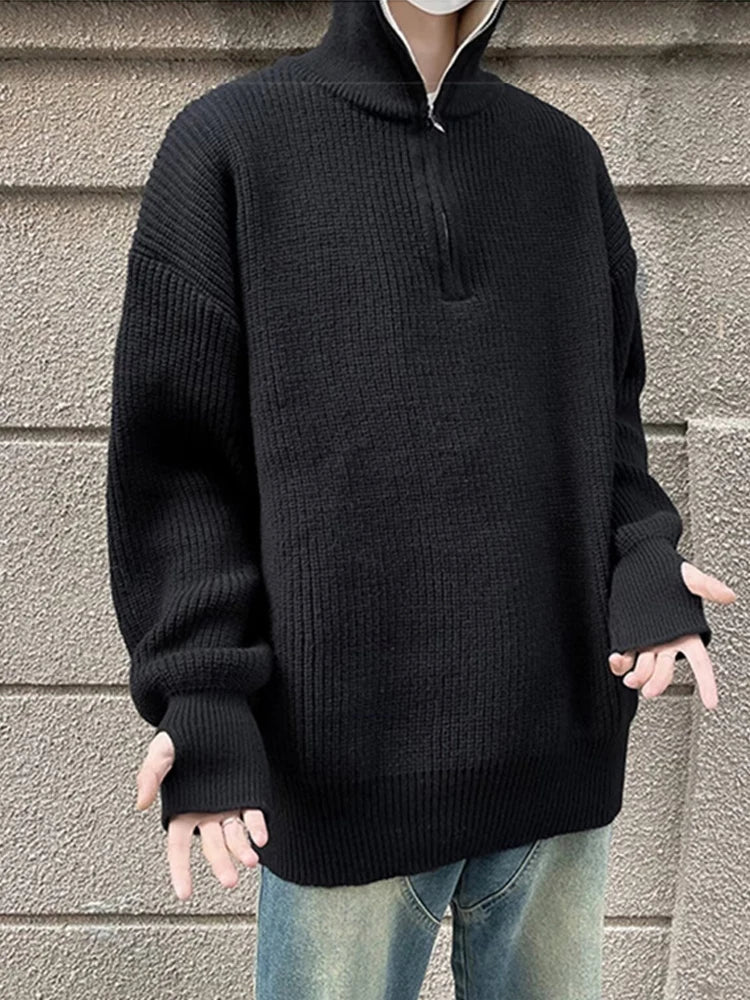 Retro Half-Zip High Neck Men's Sweater