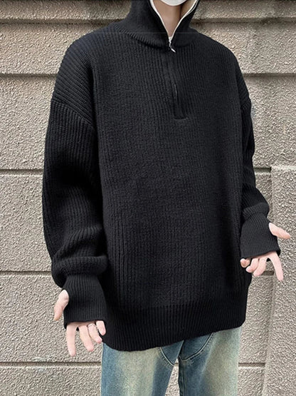 Retro Half-Zip High Neck Men's Sweater