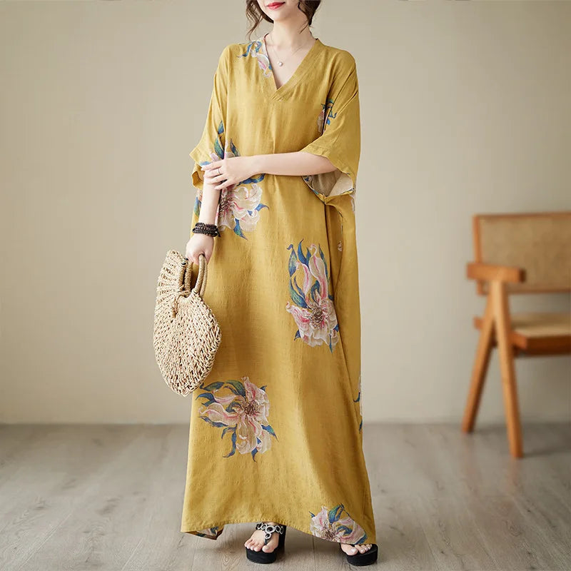 Free-Spirited Global Maxi Sundress - Relaxed Casual Wear