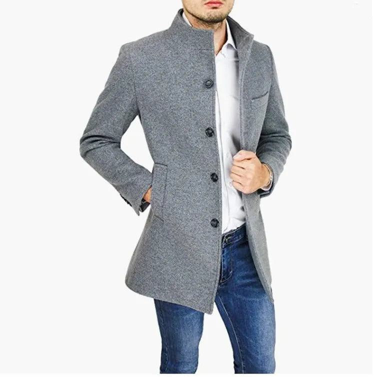 Men's Tailored Fit Warm Camel Trench Coat