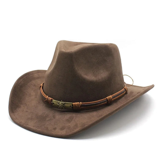 Classic Cowboy Felt Hat with Bull Design - VogeLuxe