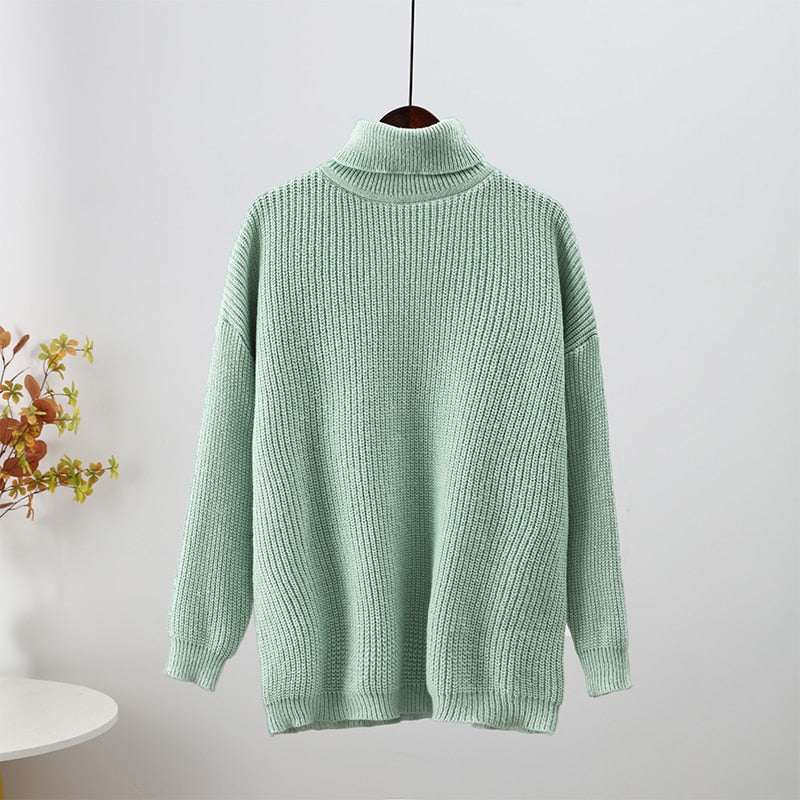 Soft Women's Cable Knit Turtleneck Sweater