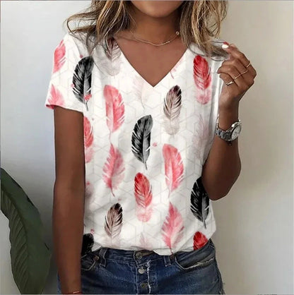 Classic Floral Relaxed Fit V-Neck T-Shirt