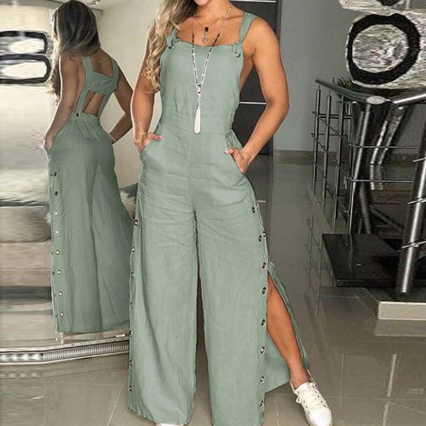 Relaxed Fit Sundress Jumpsuit for Women
